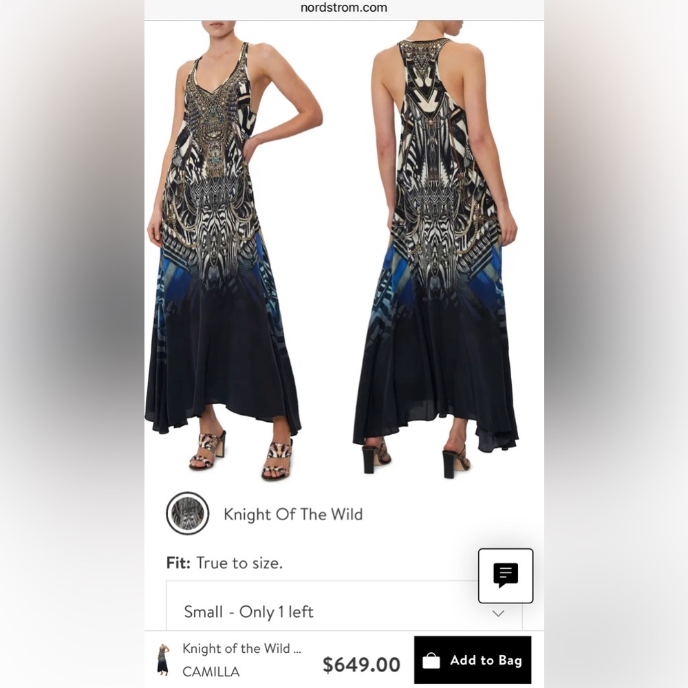 New Camilla Knight of the Wild Racerback Silk Dress
